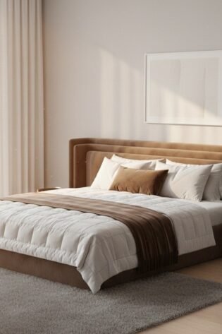 Crown Panel High Headboard Bed