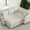 Lavish Ivory Luxe L-Shape Tufted Storage Sofa Bed