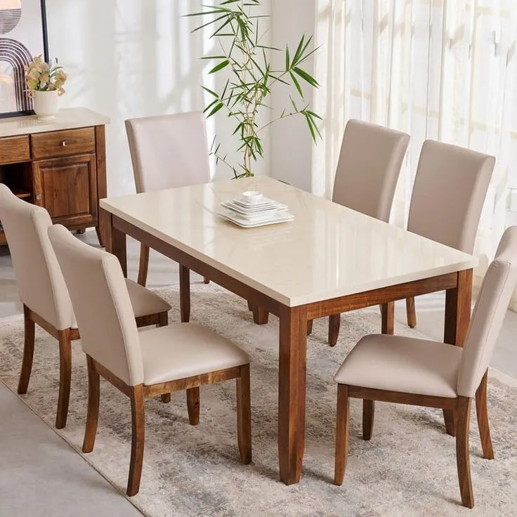 Aalnavi 6 Seater Dining Table with Upholstered Chairs