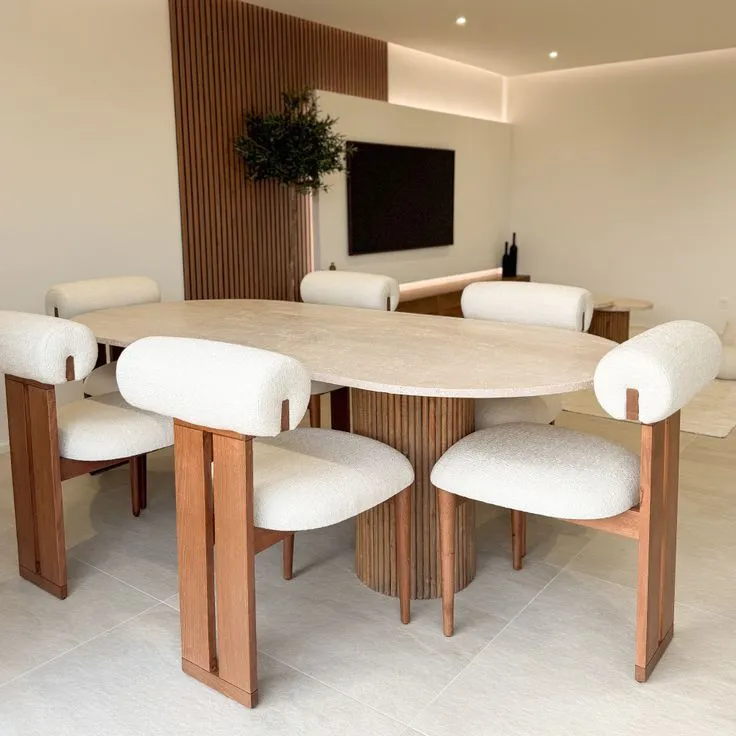 Aavlin Fluted Base Dining Table with 6 chairs