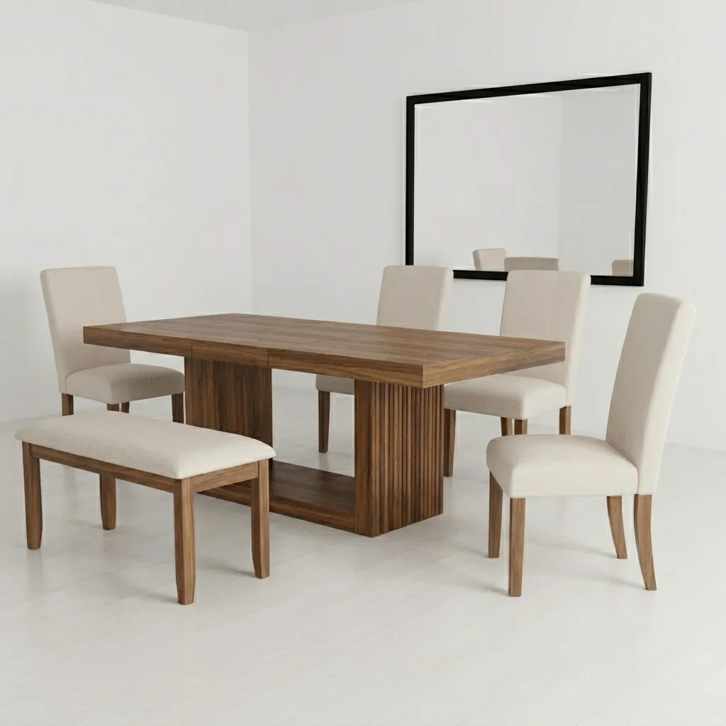 Aldeno 6 Seater Dining Table with Bench
