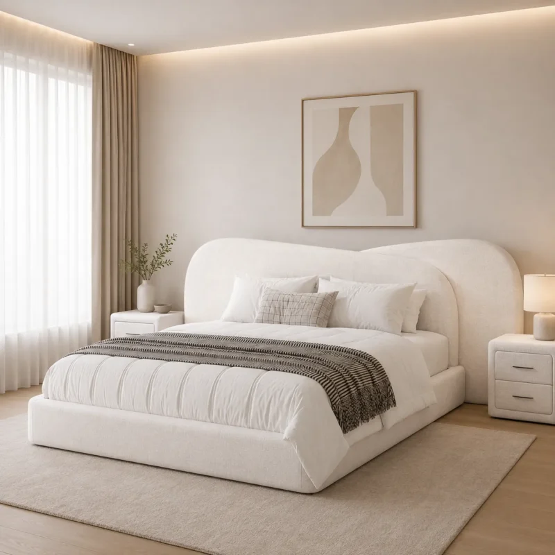 Aadir Luxury Curved Twin Headboard Bed-