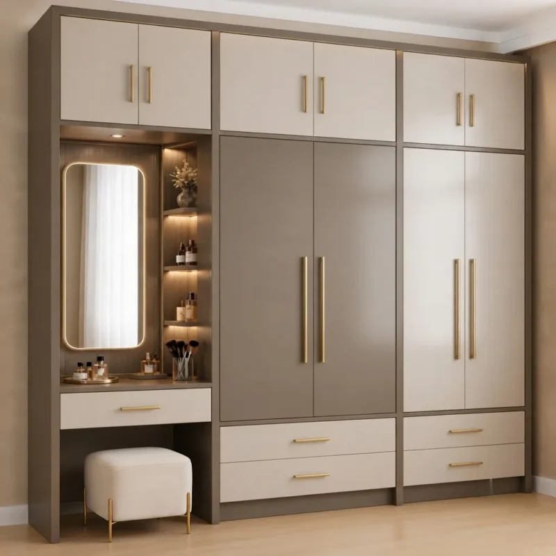 Aalna Wardrobe with Vanity Unit & Mirror