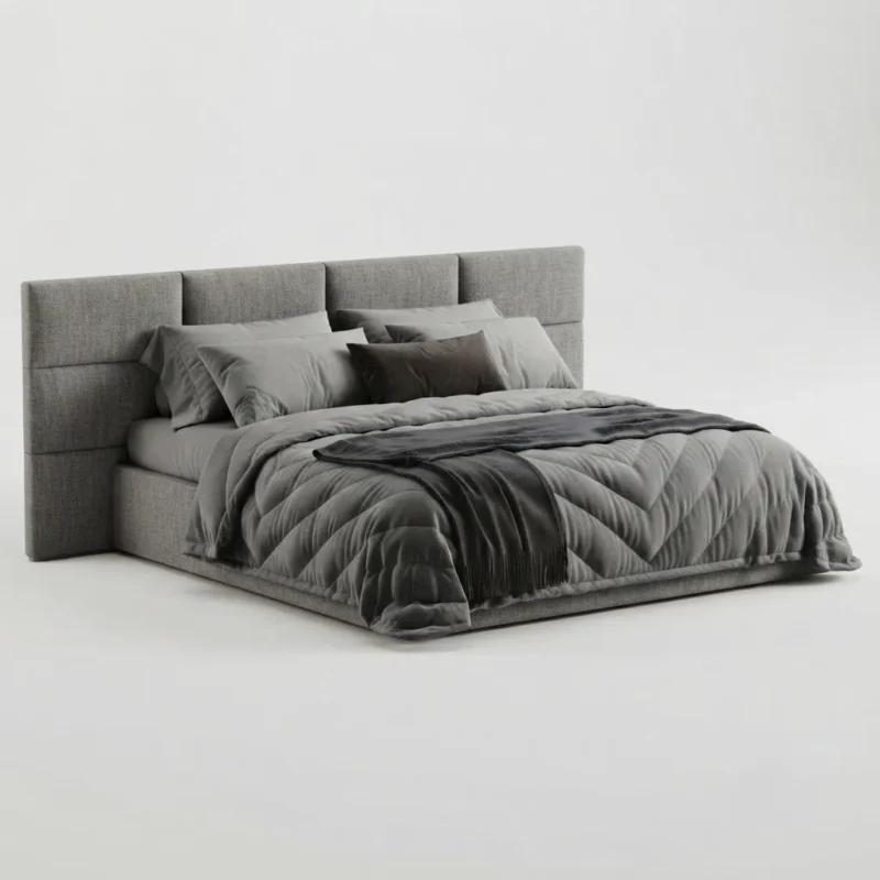 Alzo Fabric Bed with Wide Headboard