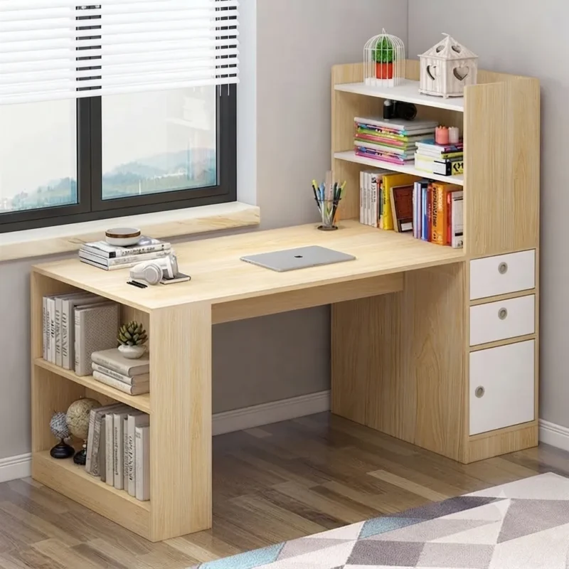 Multi-Storage Study Desk with Side Shelves