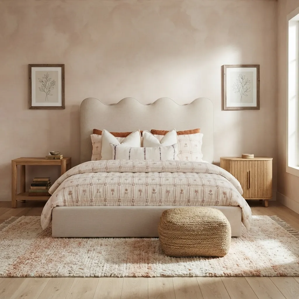 Aabano Wave Crown Headboard Bed