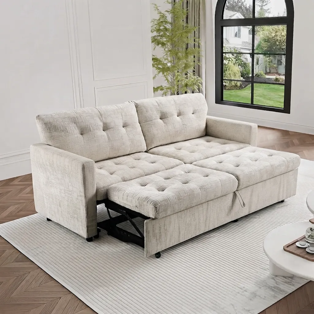 Aabiel Plush Tufted Sofa Bed
