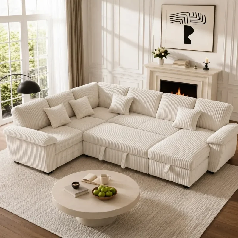 Aabsy Channel-Pleat Storage Sofa Bed