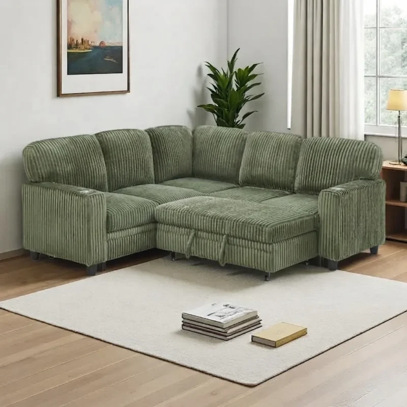 Aaden Ribbed Corner Sofa Bed