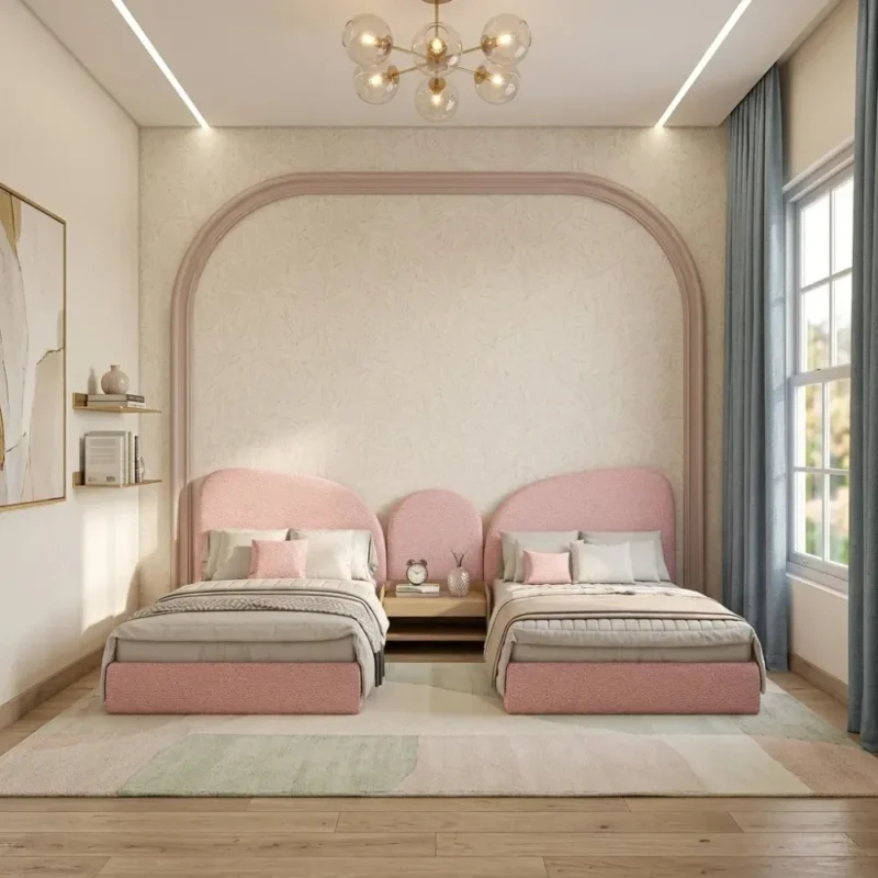 Bialo Petal Headboard Twin Bed Set
