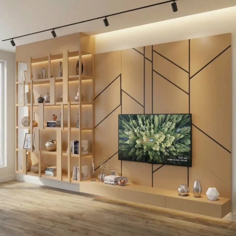 Aaloxi Geometric Panel TV Wall Unit