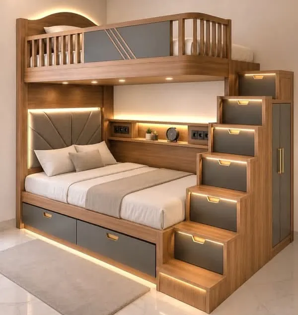 Aala Bunk Bed with LED Storage