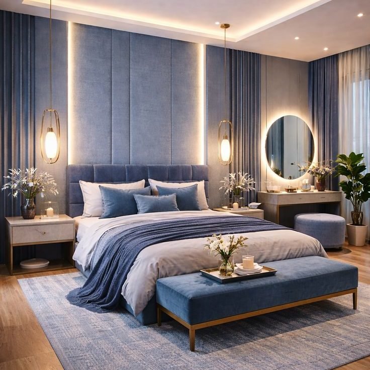Luxury Blue Bedroom Design